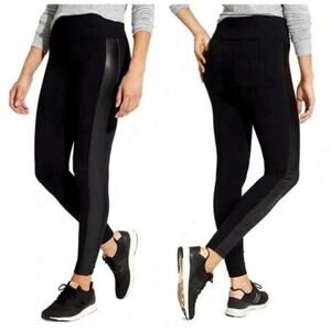 Athleta Tux Metro Leggings Women’s Size 1X Black Pull On Ankle Faux Leather